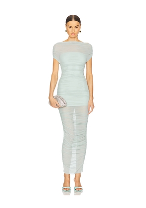 SEROYA Noel Off Shoulder Mesh Midi Dress in Mint,Teal. Size L. Also in XS, M, XL, S.
