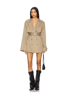 SNDYS Victoria Mini Trench Dress in Green. Size L. Also in XXS, XS, S, M, XL, XXL.