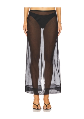 St. Agni Sheer Leather Trim Skirt in Black. Size L. Also in M.