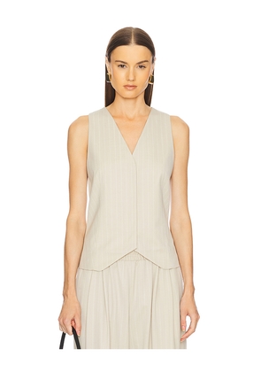 St. Agni Pinstripe Wool Vest in Beige. Size L. Also in S, M.