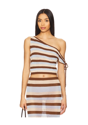 SEVEN WONDERS Hazel Top in Brown,Beige,Baby Blue. Size L. Also in S, XS, M, XL.