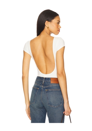 superdown Melisa Low Back Bodysuit in White. Size L. Also in XS, XXS, S, M, XL.