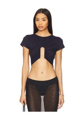 Susana Monaco Upside Down U Wire Ss Top in Navy. Size L. Also in S, M.