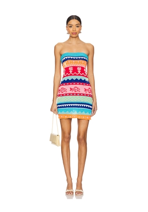 Tach Clothing Salma Knitted Mini Dress in Blue,Coral. Size L. Also in M, XS.