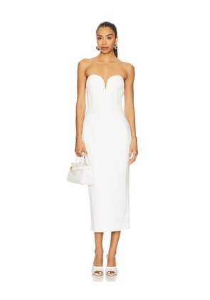 SANS FAFF Evening Midi Dress in White. Size L. Also in M, S.