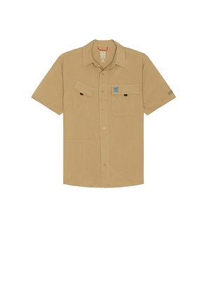 TOPO DESIGNS Retro River Shirt in Tan. Size L. Also in S, M, XL/1X.