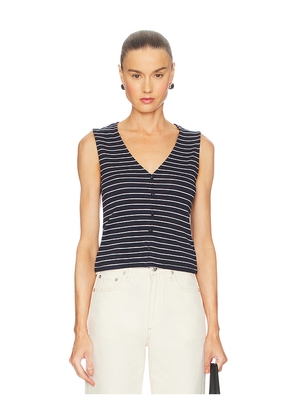Rag & Bone Knit Stripe Button Up Tank Top in Navy. Size S. Also in XXS, XS.