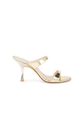 Stuart Weitzman Nudist 85 Slide in Metallic Gold, yellow. Size 6. Also in 7.