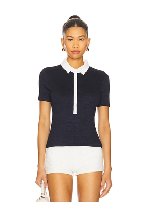 Rag & Bone Knit Button Short Sleeve Polo Top in Navy. Size S. Also in XXS, XS.