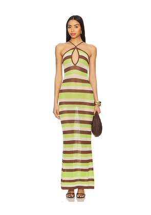 SEVEN WONDERS Hazel Maxi Dress in Brown, Green. Size L. Also in S, XS, M, XL.