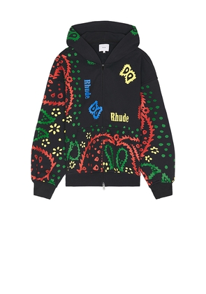 Rhude Bandana Print Full Zip Hoodie in Black. Size L. Also in S, M.