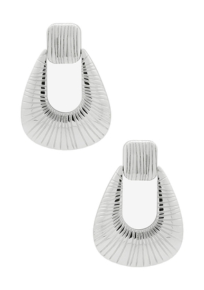 Ronny Kobo Striated Door Knocker Earring in Metallic Silver.