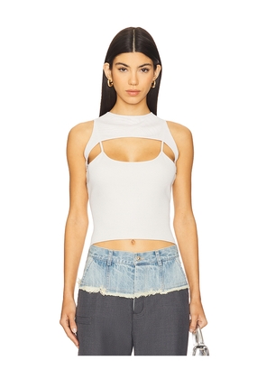 PRIVATE POLICY Mesh Harness Tank Top in White. Size L. Also in XS, S, M.