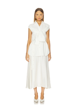 Rohe Poplin Silk Combined Gilet Dress in White. Size 34/2. Also in 36/4, 38/6, 40/8.