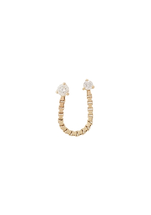 STONE AND STRAND Diamond Block Chain Double Stud Earring in Metallic Gold.