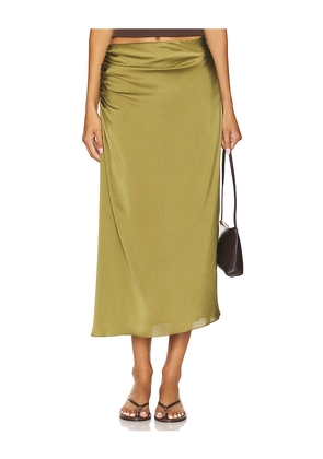 Theory Side Ruched Skirt in Green. Size 0. Also in 00, 2, 6, 8.