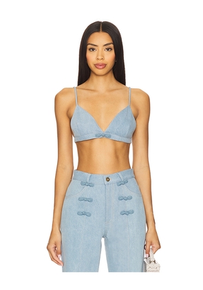 SAU LEE Cleo Denim Bralette in Blue. Size 10. Also in 12, 4, 6, 8.