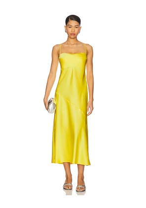 Susana Monaco Satin Bias Cut Slip Dress in Lemon. Size L. Also in S, M, XL.