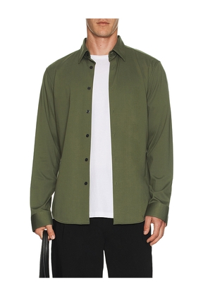 Theory Sylvain Structure Knit Shirt in Green. Size S. Also in L, XL/1X, XXL/2X.