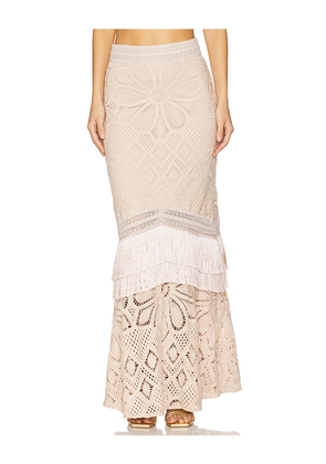 PatBO x Camila Coelho Flower Crochet Skirt in Beige. Size S. Also in XL, XS.