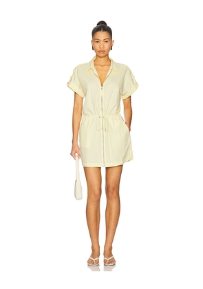 PISTOLA Meg Short Sleeve Zip Front Dress in Lemon. Size L. Also in S, XL, XS.