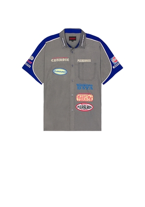 Pleasures Terror Button Up Shirt in Grey. Size L. Also in M.