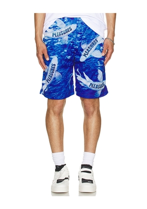 Pleasures Koi Mesh Shorts in Blue. Size L. Also in S, M, XL/1X.