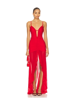 Runaway The Label Kiata Maxi Dress in Red. Size L. Also in XS, S, M, XL.