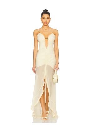 Runaway The Label Kiata Maxi Dress in Lemon. Size L. Also in XS, S, M, XL.