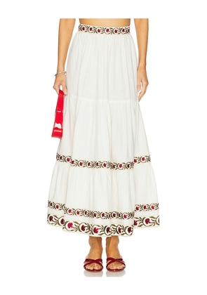 Rosewater House Carnation Ruffle Skirt in Ivory. Size L. Also in S, M.