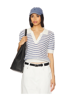 PISTOLA Billie Top in White,Blue. Size L. Also in M, S, XL, XS.