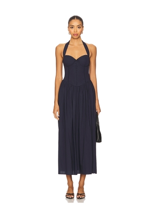 Runaway The Label Adaline Midi Dress in Navy. Size L. Also in XS, S, M, XL.
