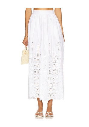 Susana Monaco Embroidered Poplin Maxi Skirt in White. Size L. Also in XS, S, M, XL.