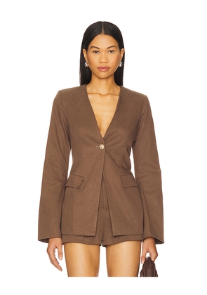 SNDYS Emilie Fitted Blazer in Brown. Size L. Also in XS, S, M, XL, XXL, XXS.