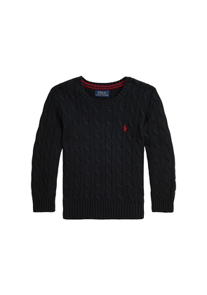 Polo Ralph Lauren Long Sleeve Cable Knit Crewneck Sweater in Black. Size 3. Also in 4.
