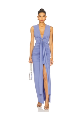 Susana Monaco Tie Front Gathered Dress in Blue. Size L. Also in S, XS, M, XL.