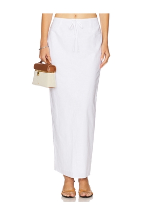 SNDYS Kelley Maxi Skirt in White. Size L. Also in XXS, XS, S, M, XL.