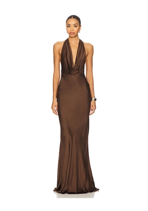 SAU LEE Pearl Gown in Chocolate. Size 0. Also in 2, 4, 6, 8, 10, 12, 14.