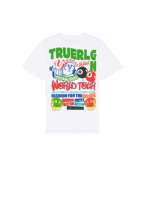 True Religion World Tour Tee in White. Size L. Also in S, M, XL/1X.