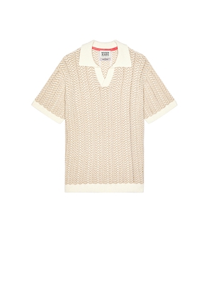 Scotch & Soda Open Structured Knitted V-Neck Shirt in Cream. Size M. Also in S, XL/1X.