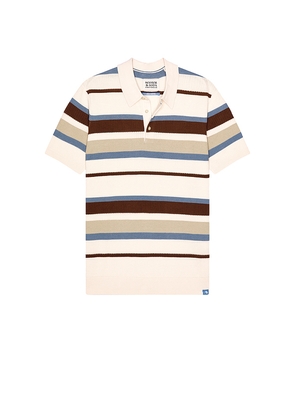 Scotch & Soda Regular Fit Knitted Striped Polo in Cream,Brown. Size M. Also in S, XL/1X.