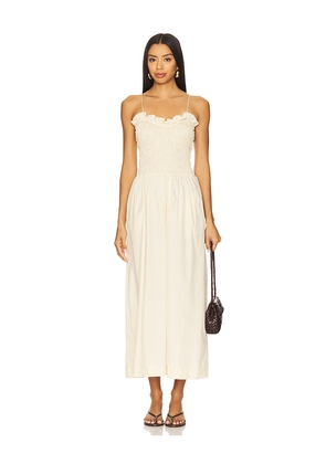 SWF Ruffled Bodice Midi Dress in Neutral. Size L. Also in XS, S, M, XL.