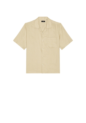 Theory Noll Short Sleeve Camp Shirt in Cream. Size L. Also in S, M.