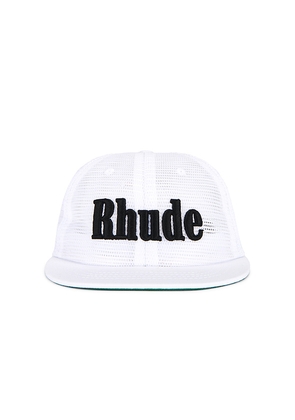 Rhude Logo Mesh Hat in White.