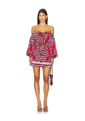 SEVEN WONDERS Brodie Off Shoulder Mini Dress in Red. Size M. Also in XS, S.