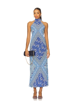 RIXO Maura Dress in Blue. Size L. Also in XS, XL.