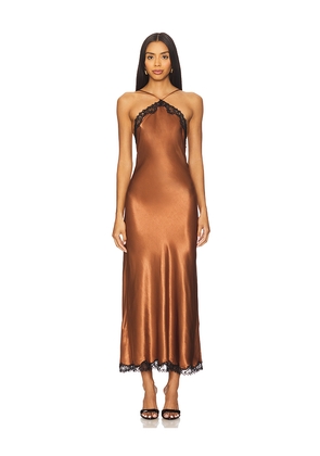 RIXO Harlan Dress in Brown. Size L. Also in XS.