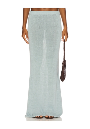 SEROYA Kora Knit Maxi Skirt in Blue. Size M. Also in XXS, XS, S.