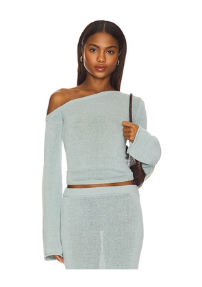 SEROYA Alivia Knit Top in Blue. Size L. Also in XXS, XS, S, M.