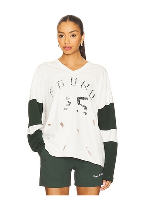 Found Distressed Team Tee in Ivory. Size L. Also in XS, S, M, XL.